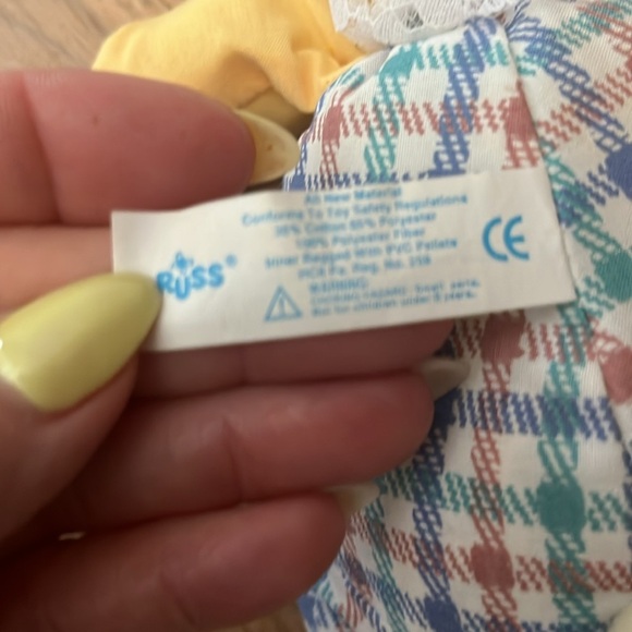 Russ Berrie “The Country Folks” 2 Bunnies 1990’s Resin Head Bean Bag Body Easter - Picture 5 of 10